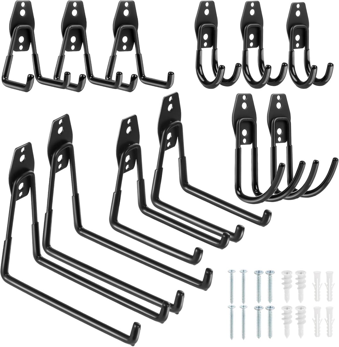 SnelShoppen - 12PCS Garage Opslag Haken Zware Wand Haken Utility Dubbele Haken voor Organiseren Tuin en Garage Gereedschap, Elektrisch Gereedschap, La