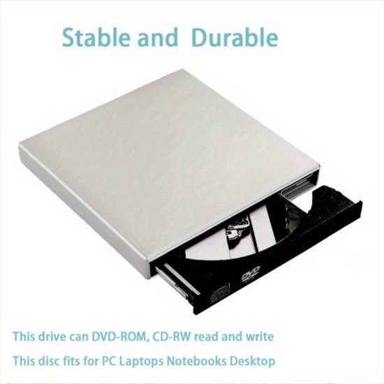 Externe DVD Speler - CD Brander - Bestanden Archiveren - Plug and Play - Draagbaar - Zwart — afbeelding 2