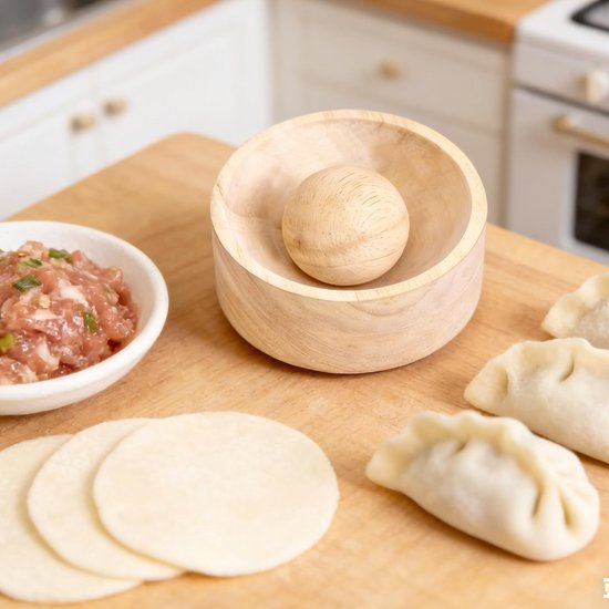 Maker, deegzakvorm, dumplingpers, NlsqEU handmatige houtvorm, handdeegpers, deegzakvorm, deegvorm, deeghuid, fabrikant, voor thuis koken, appartementen — afbeelding 5