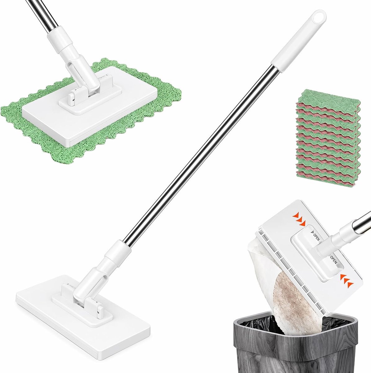 Dweilmop met Drukklemsysteem - Microvezeldoeken - Droog en Nat - Rugvriendelijk - Voor Huishoudens