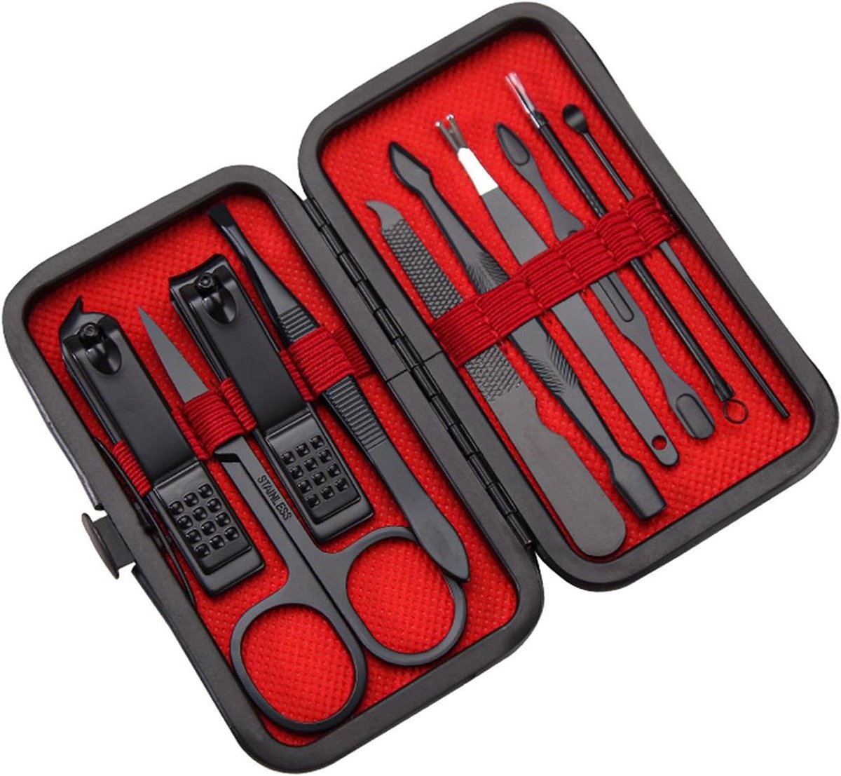 Nageltrimmer Set - Manicureset Verzorgingsset - Persoonlijke Verzorging - Roestvrijstalen Duurzaamheid - 10 Delig - Zwart