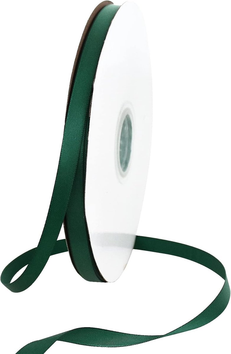 9,5 mm x 91,4 m kerstgroene satijnen lint Dunne massieve stoffen lintenrol voor cadeauverpakking, uitnodigingen, bloemen, haar, ballonnen, knutselen, naaien, feest, bruiloft, decoratie