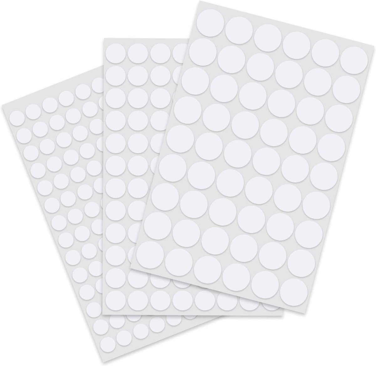 870 stuks zelfklevende schroefhoezen, PVC zelfklevend, wit gatenpatroon, 3-in-1 schroefgatstickers voor meubels, kast, bureaus, kledingkast (12 mm, 15 mm, 21 mm)