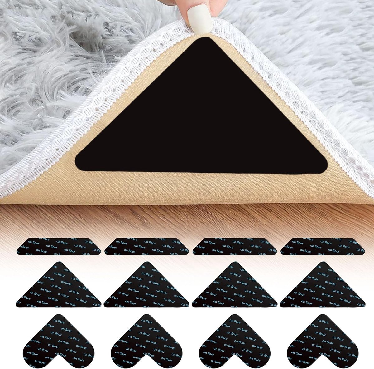 Tapijt, 24 Stuks Tapijt Antislip, 3 Maten Zelfklevende Anti-slip Onderkleed Tapijtstoppers voor Hout en Laminaat