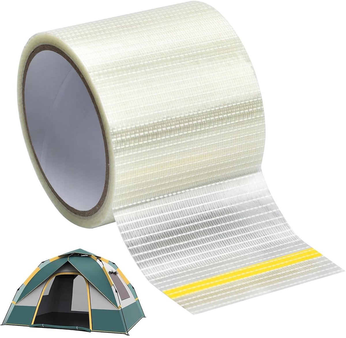 10 meter x 8 cm Waterdichte Reparatietape voor Tentdoeken, Awnings en RV's, Transparant en Scheurbestendig Fiberglas Tape