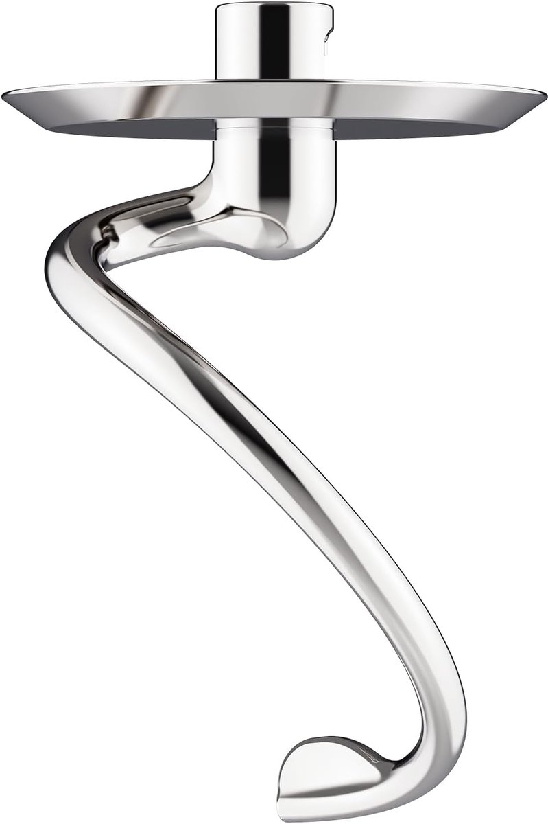 roestvrijstalen spiraalvormige deeghaak voor Kitchenaid accessoires, deeghaak voor Kitchen Aid, 4,5 Qt - 5 Qt kantelstaande mixerbijlagen voor Kitchenaid deeghaaks, vaatwasmachinebestendig
