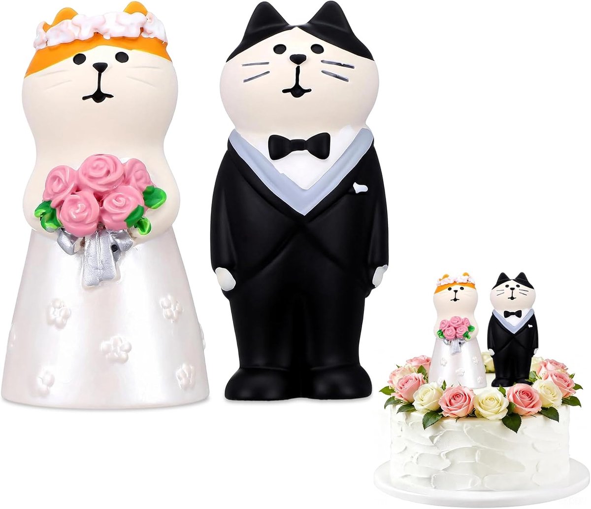 bruiloft, taartdecoratie, kantoordecoratie, bruids- en bruidspaar figuur voor taart