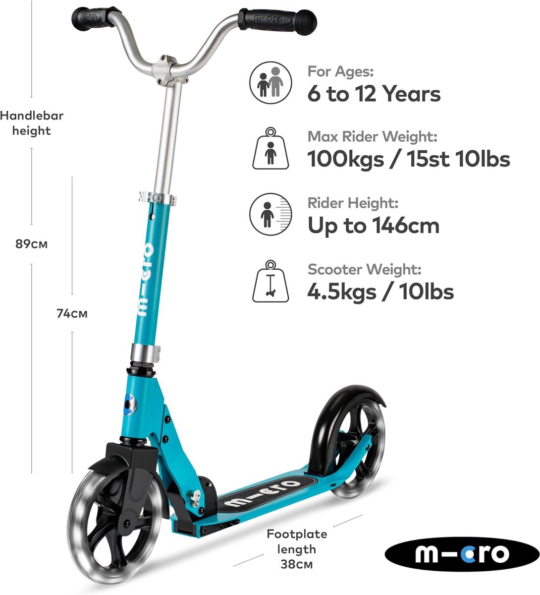 SnelShoppen Micro Scooters Cruiser LED Kinderscooter Verstelbaar Stuur Lichtgevende Wielen Opvouwbaar Voor Kinderen 6-12 Jaar Jongens en