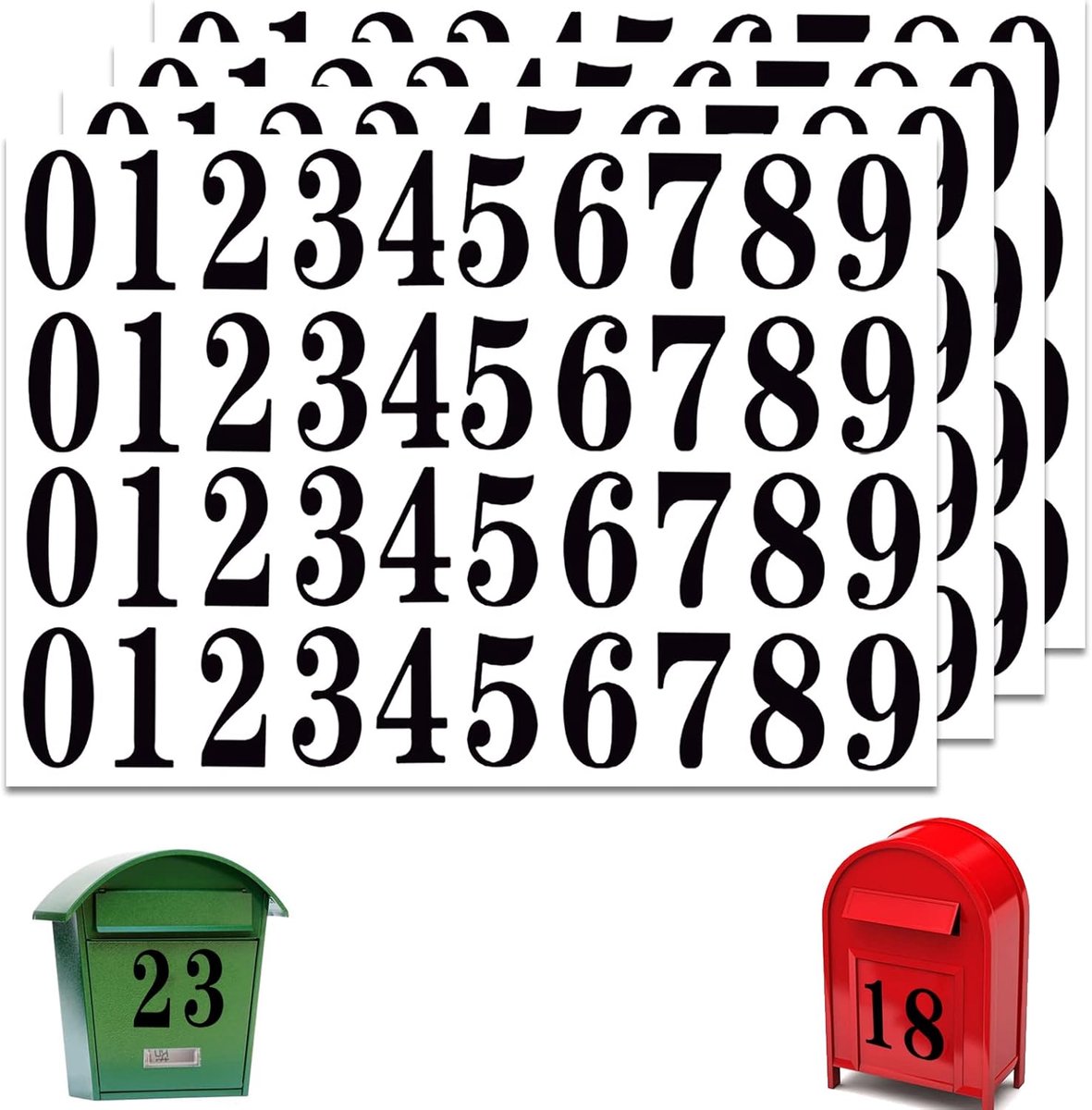4 stuks cijferstickers, grote waterdichte vinyl, waterdichte stickers, cassette-nummers voor borden, ramen, deuren, auto's, huis, winkel, adresnummer