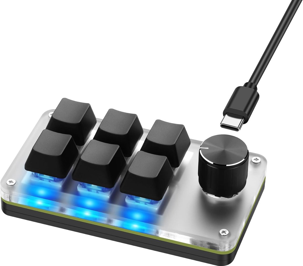 Mini macro programmeerbaar toetsenbord USB Mini 6 Key 1 Knop Mechanisch OSU Gaming Toetsenbord RGB DIY Multifunctioneel Toetsenbord Compatibel met Mac OS, Windows (zwart)