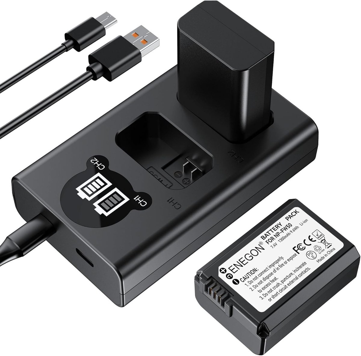 Oplaadbare NP-FW50 Accu en 3-Bay LCD Oplader Kit voor Sony Alpha Camera's en RX Series met 1300mAh capaciteit