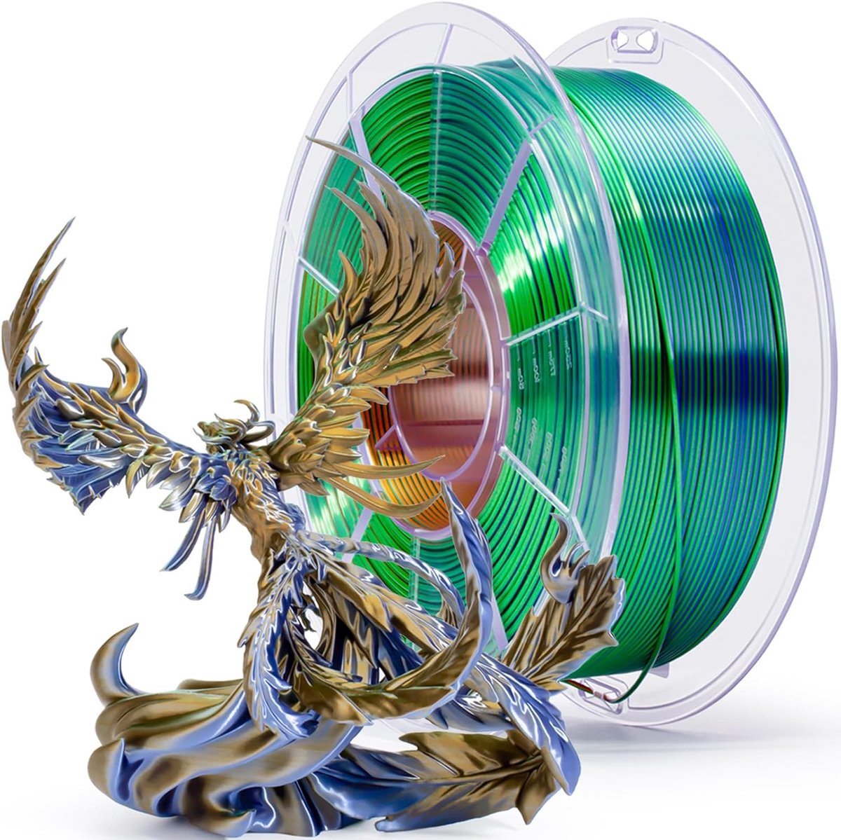 Silk Multicolor PLA Filament 1kg, Silky Tri-Color 3D Printer Filament | 3-in-1 Coextruded Colorful PLA 1.75mm, Dimensional Accuracy +/-0.03mm, Fit Most FDM 3D Printer, Golden Oasis