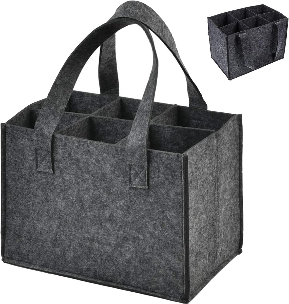 6 vakken, flessendrager vilt flessentas bier bottle bag mannen handtas flessen tas vilten tas wijnfles tas flessenhouder, dark gray, draagzak