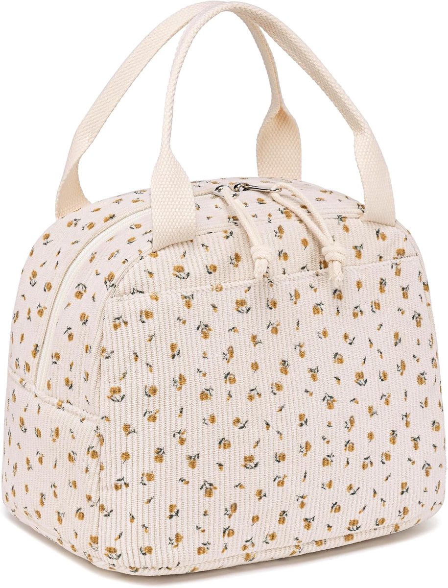 geïsoleerde lunchbox voor vrouwen, herbruikbare lunchtas met koord, lekvrije thermische koeler, lunchtas met grote capaciteit (Cord Bloem)