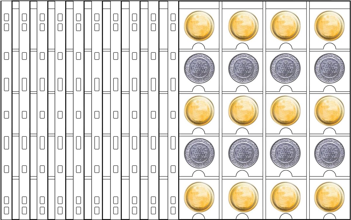 Muntencollectie pagina's 10 stuks - 20 vakken per vel - PVC, waterdicht - Ideaal voor munthouders - SnelShoppen
