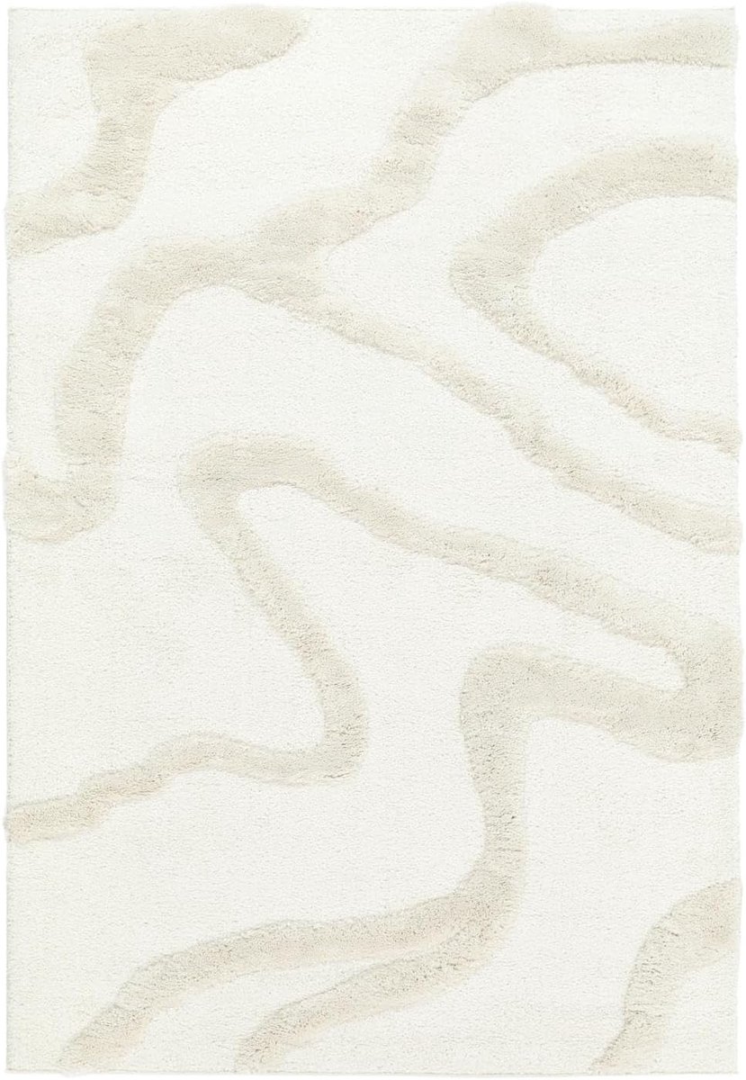 SnelShoppen - Modern Hoogpolig Schapenvacht Tapijt 200 x 300 cm, Off White, Voor Woonkamer, Slaapkamer, Speelkamer, Ondervloerverwarming, Droogreinige