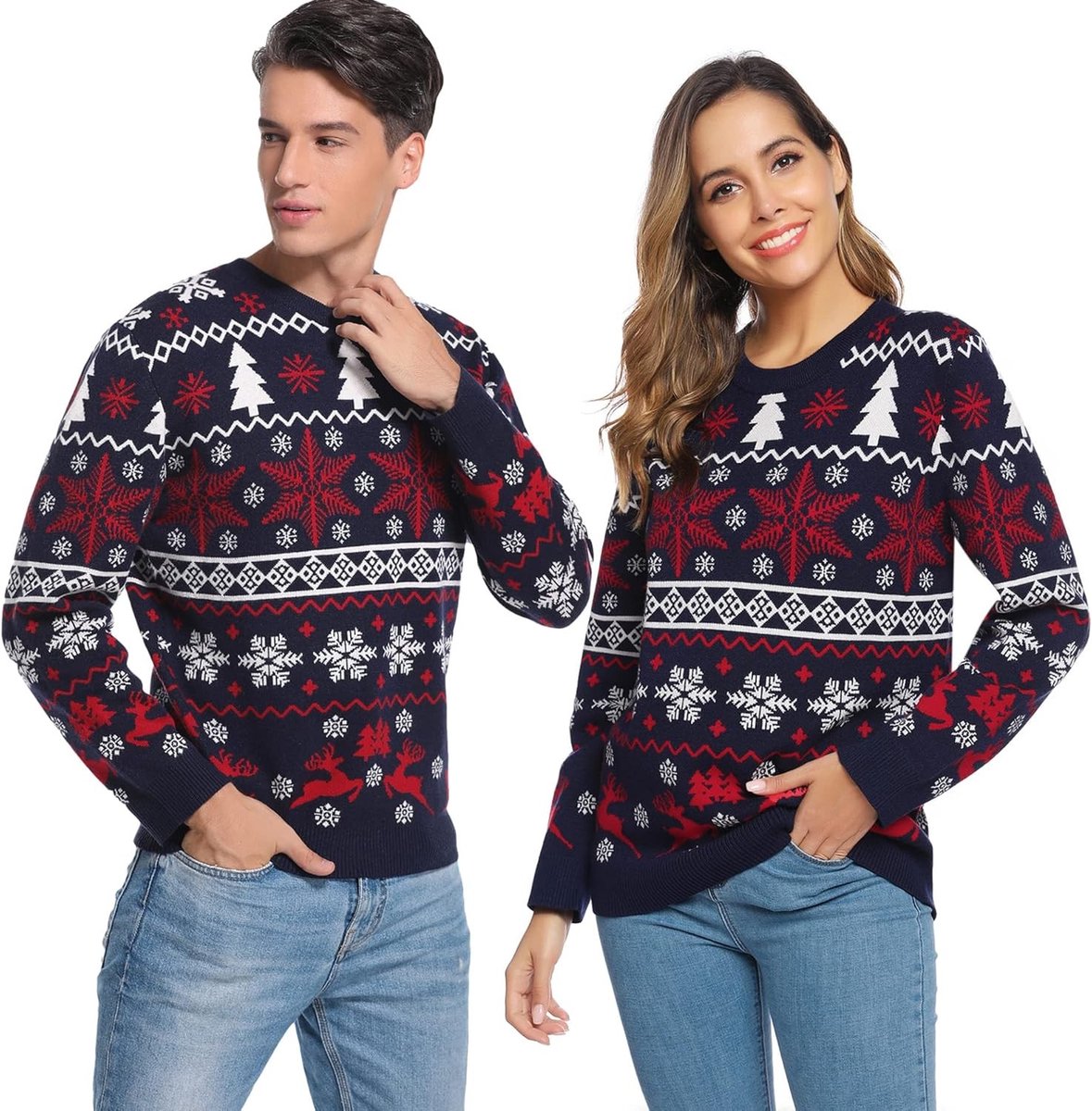 Kersttrui voor Mannen en Vrouwen, Gebreide Unisex Sweatshirts met Santa Motief en Lange Mouwen - Perfect voor Feestdagen