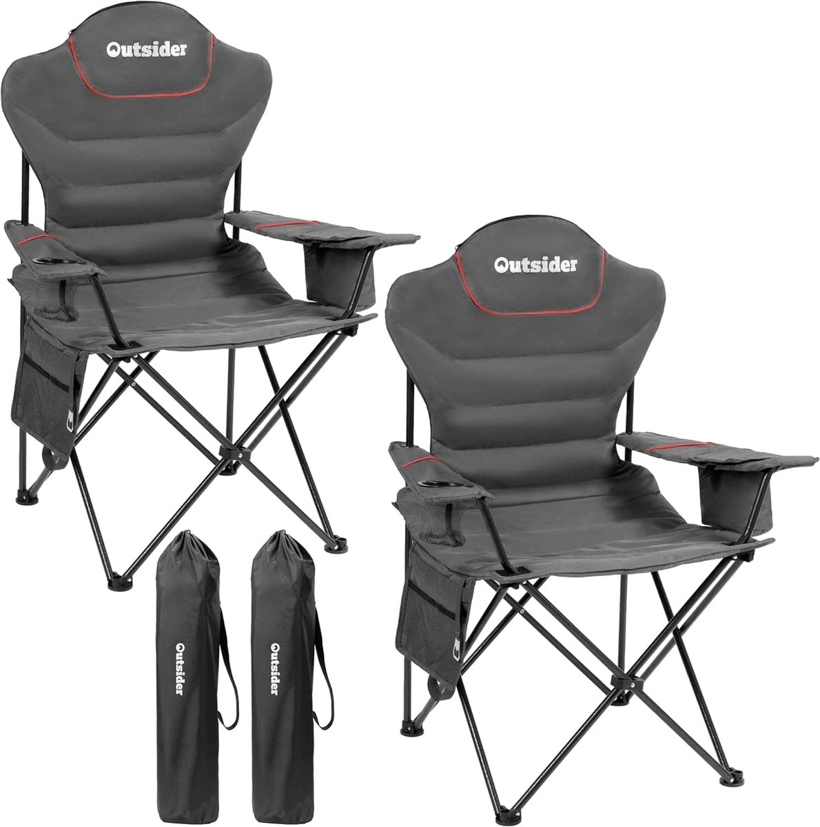 SnelShoppen - OUTSIDER LH Campingstoel - Lichtgewicht Opvouwbare Stoel - Comfortabele Tuinstoel voor Camping, Feest, Tuin - Stevige Stalen Constructie