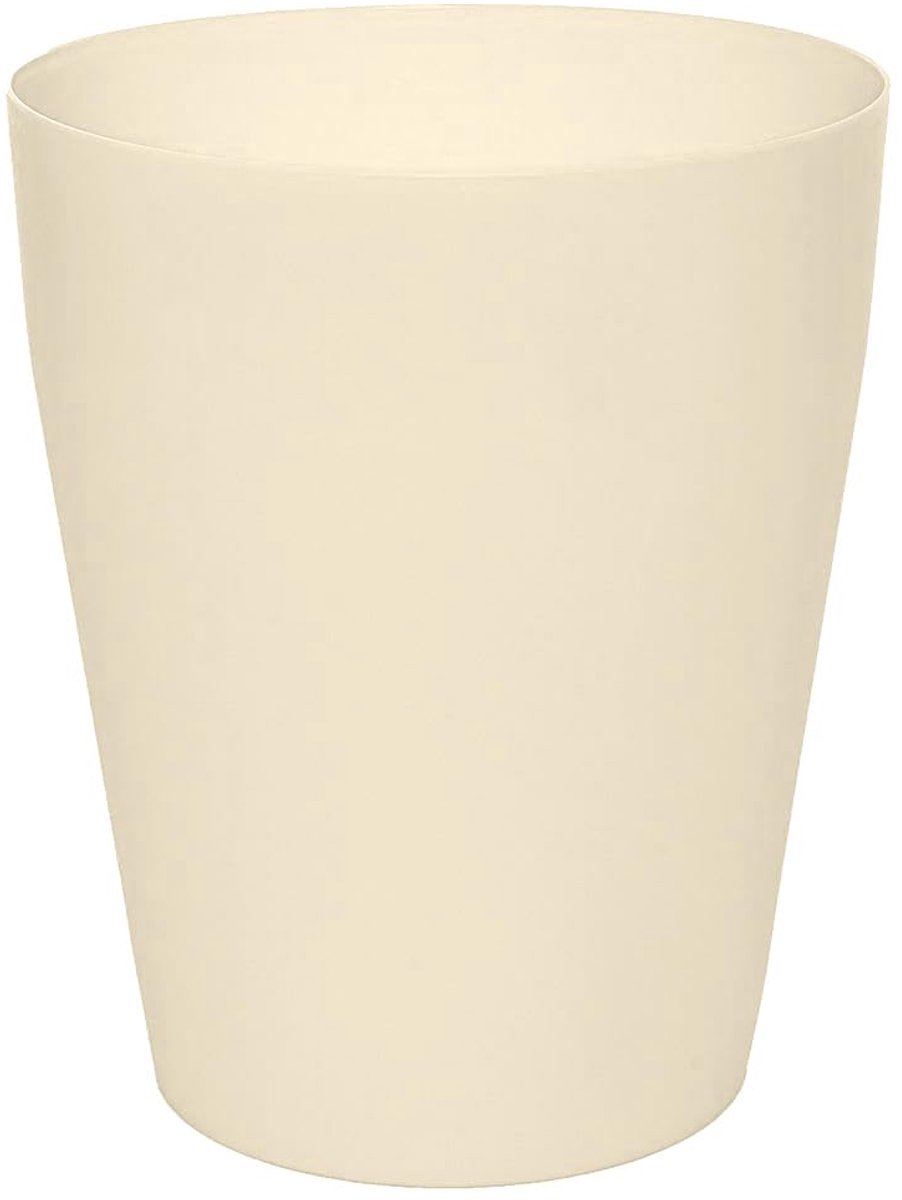 SnelShoppen - Paper Basket Prullenbak Plastic 12L voor Kinderkamer, Kantoor, Keuken - Cream-Wit, Compact Design, Hoogte 26.5cm