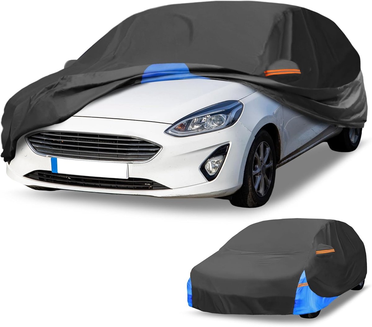Car Cover Waterproof All Weather Automotive Outdoor Anti-UV Sun Rain Protection Full Outer Cover for Ford Fiesta 210D - ShopVlot