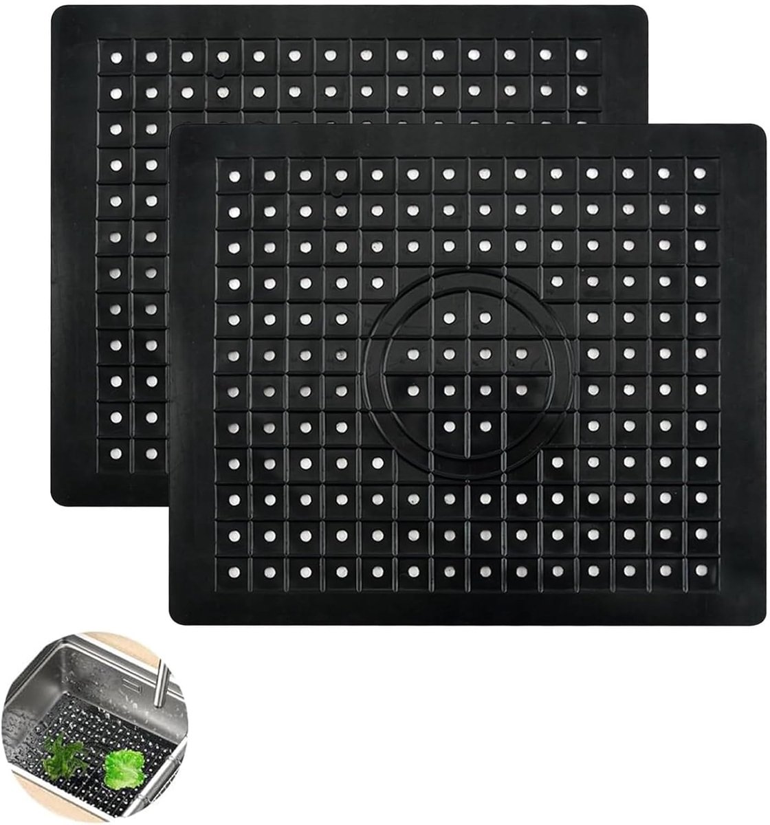 2 Pcs Sink Mat, 31 x 26 cm, Sink Mat Zinc, Sink Insert Rubber, Kitchen Sink Protector for Sink Protects Surface - ShopVlot