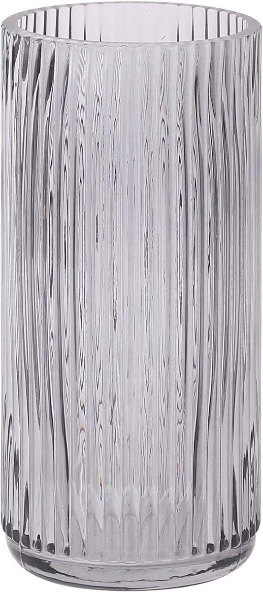 SnelShoppen - Ribbelglas Vaas 20cm, Moderne Vazen voor Woonkamer, Slaapkamer, Eettafel, Kantoor en Bruiloft, Elegante Glazen Vaas voor Bloemen