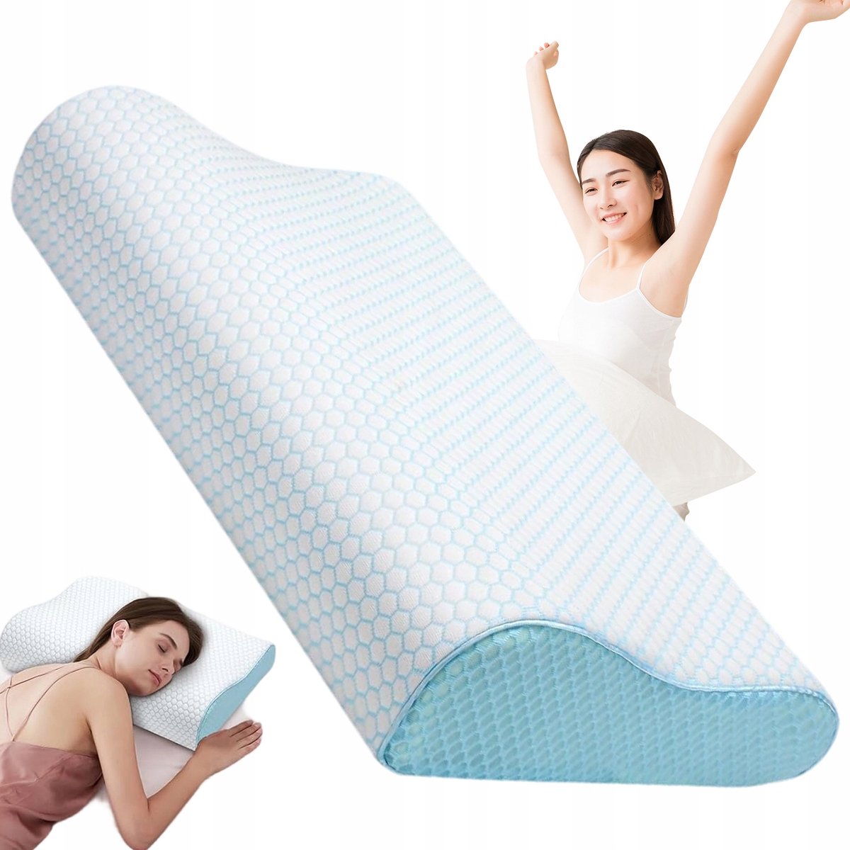 Hoofdkussen Nekklachten - Ergonomisch Neksteun Kussen - Slaapkussen - 40D - 2 Hoogtes - 50x30 cm - Ademend - Rug en Zijslaper - Voor Hoofdpijn en Nekpijn