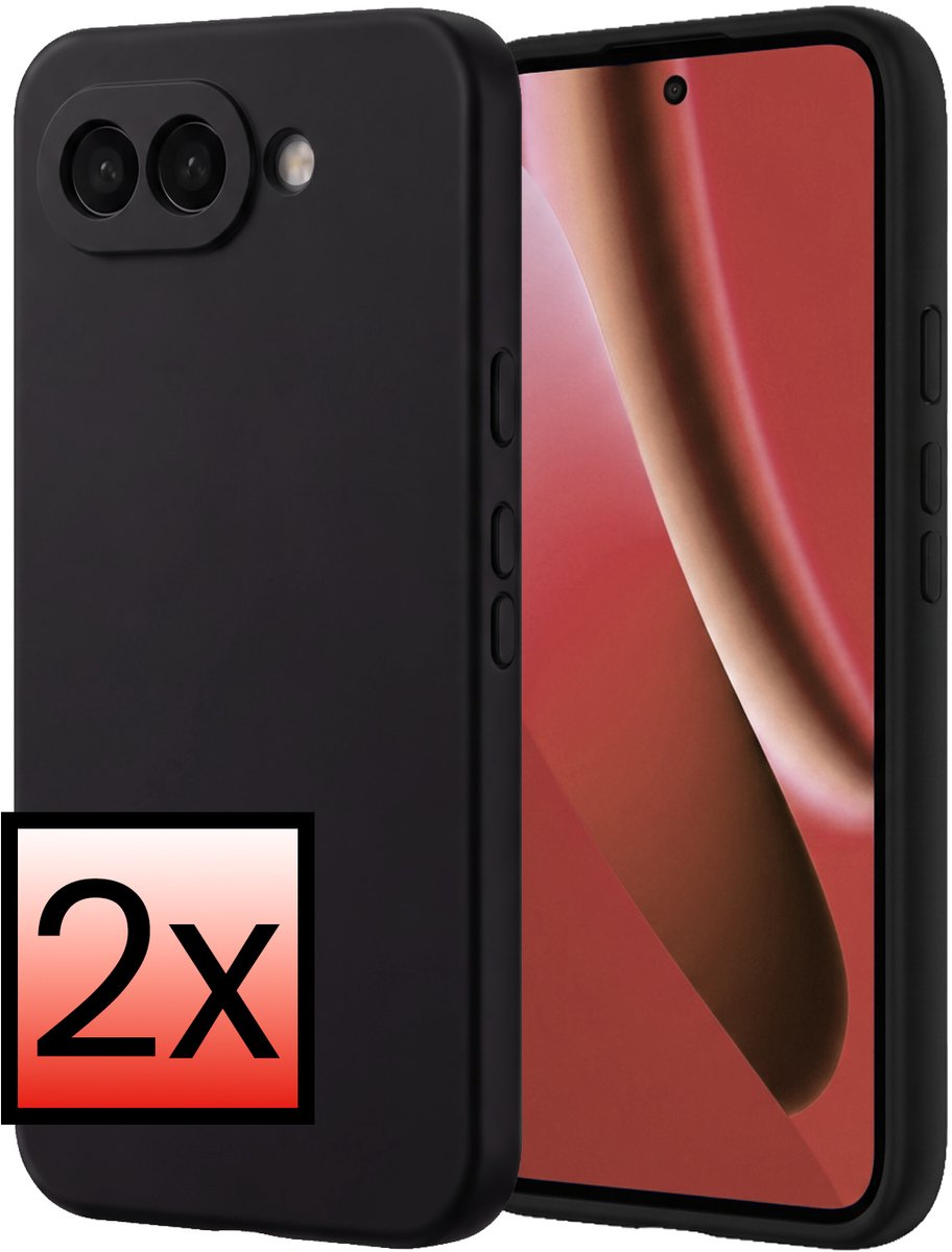 Hoesje - 2 Stuks - Geschikt voor Google Pixel 10a - Sterk & Shockproof - Case Siliconen - Back Cover - Telefoon Hoes - Zwart