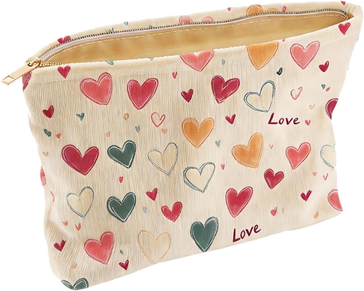 SnelShoppen - Cosmetica tasje meisjes met schattig aardbeienpatroon, handzame make-up tas met ritssluiting, ideaal voor dagelijks gebruik en reizen, l