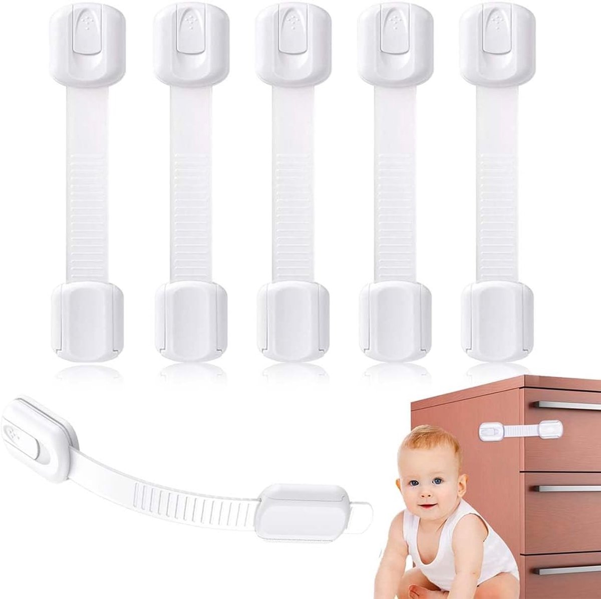 SnelShoppen - Kindveilige Slot 6 Stuks Wit Sterke Lijm Voor Lades Kasten Koelkasten Kinderen Veiligheid