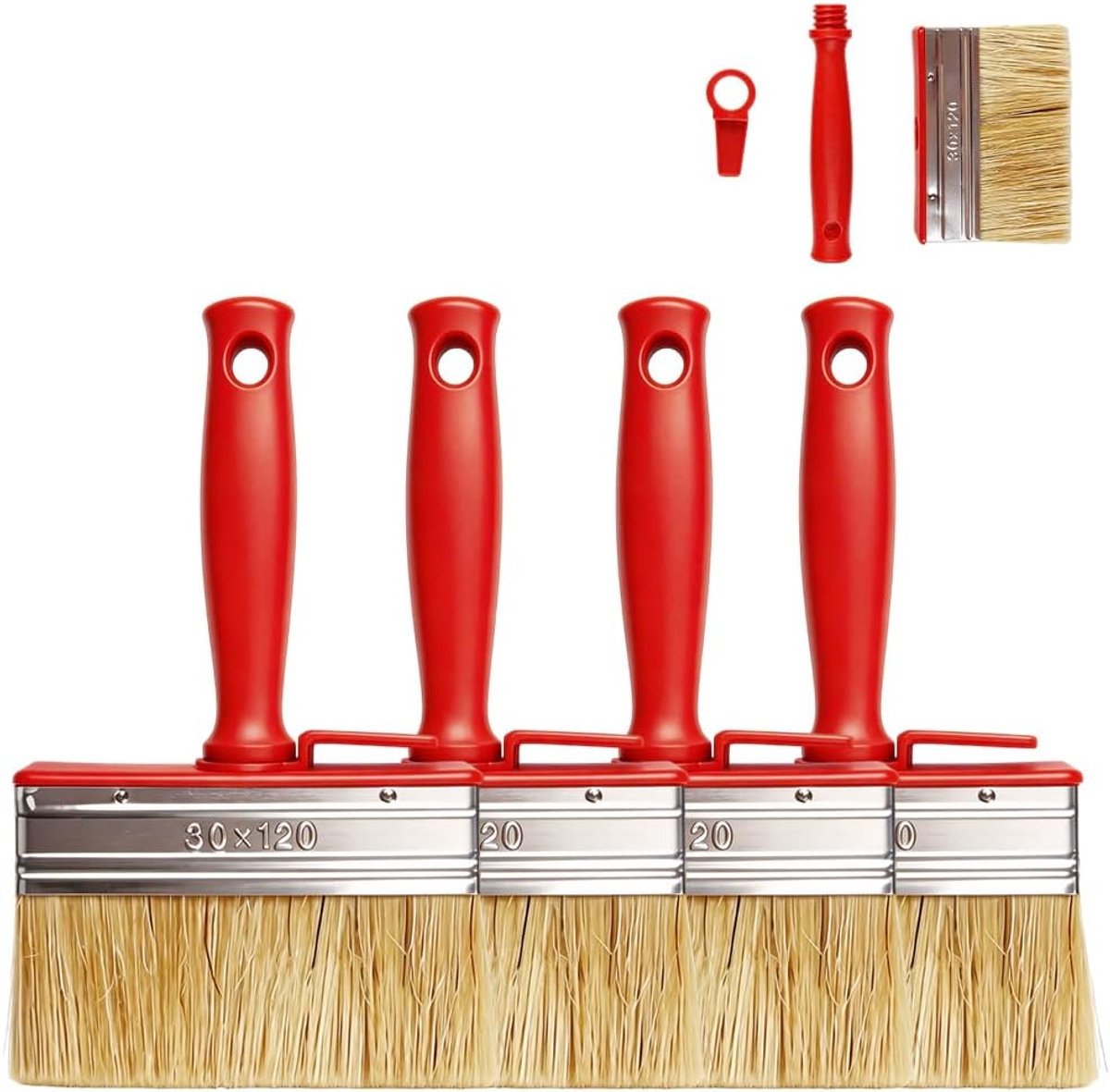SnelShoppen - 4 x Verfkwasten 120 mm x 30 mm, Platte Verfkwasten voor Hout, Muren, Meubels en Houten Hekken, Duurzaam en Hoogwaardige Materialen
