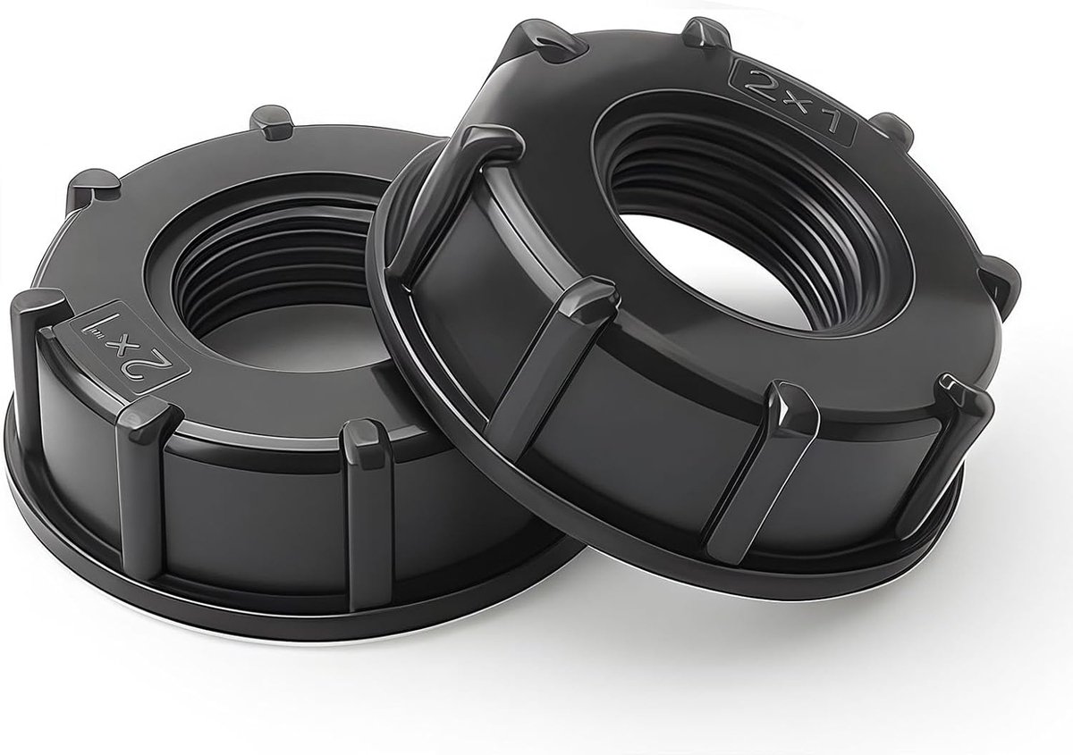 IBC S60x6 adapter 1 inch binnendraad - kunststof zwart - set van 2 - ideaal voor watertanks - ShopVlot