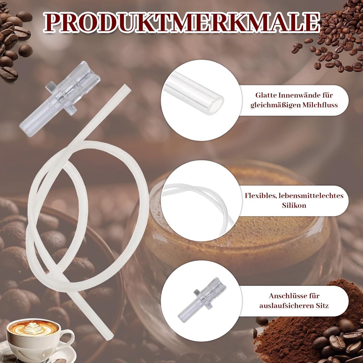 SnelShoppen 3 stuks melkslangen & 6 stuks aansluitnippels, voor Jura volautomatische koffiemachines Impressa Giga, transparante thumbnail 2
