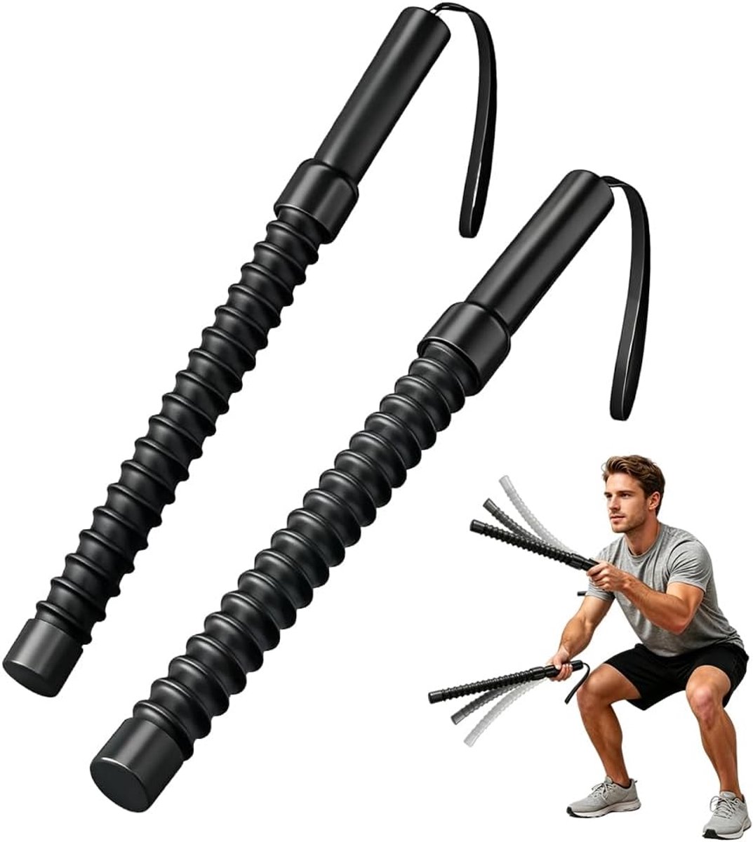 Battle Rope zonder touw - 2 stuks draagbare gewogen touwen - antislip handvat - ideaal voor vetverbranding - SnelShoppen