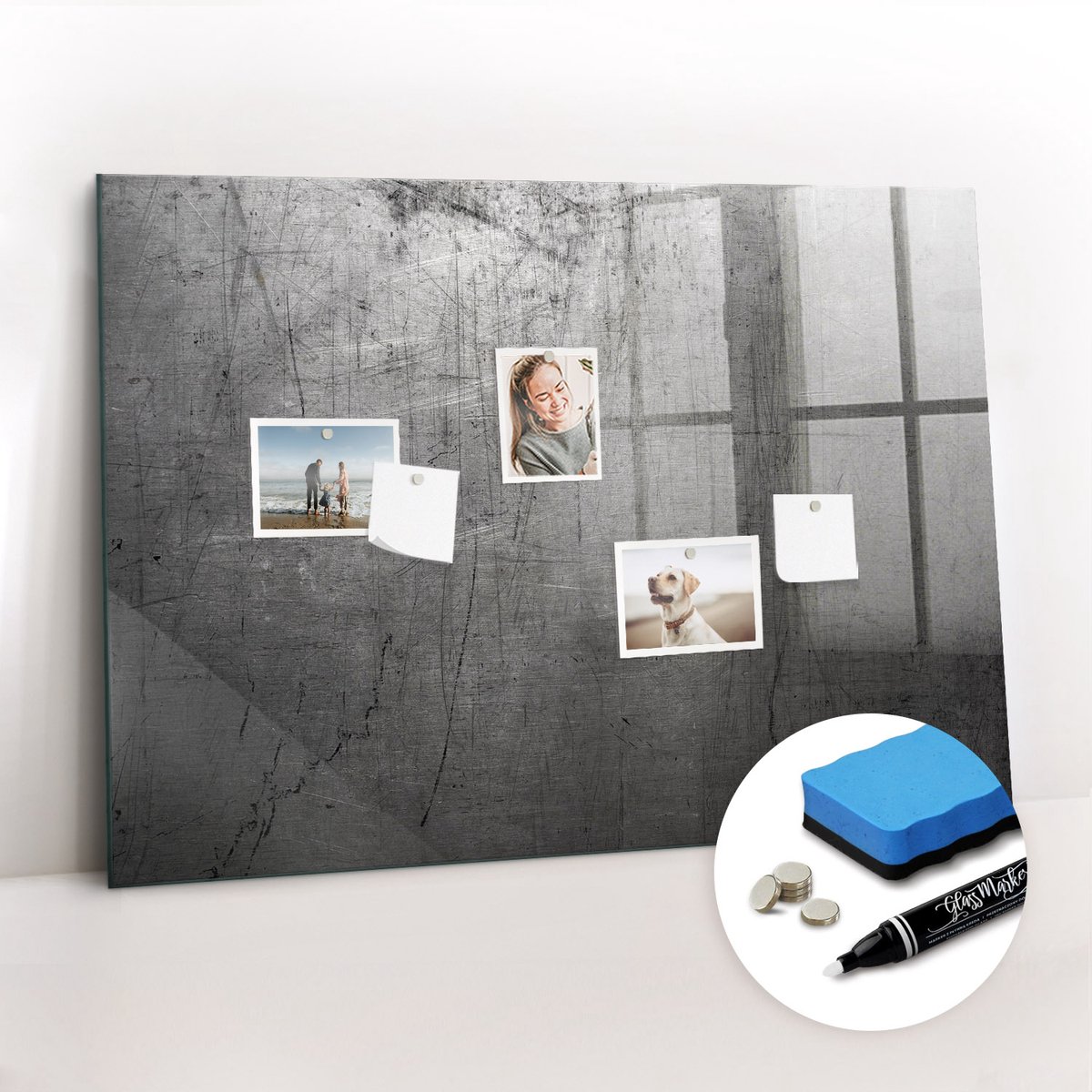 Tulup Whitebord - Metalen wand - 100 x 70 cm - Grijs Magnetisch Wandbord - Gratis 5 Sterke Magneten + Whiteboard Marker & Wisser - Industrieel Wandbord - Memo Bord - Inspiratiebord Kantoor