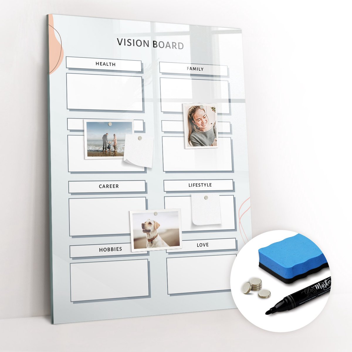 Tulup Whitebord - Gezondheidsraad - 70 x 100 cm - Blauw Magnet Board - Gratis 5 Sterke Magneten + Whiteboard Marker & Wisser - Interieur Accessoires Kantoor - Magnetisch Bord Kind - Inspiratiebord Kantoor
