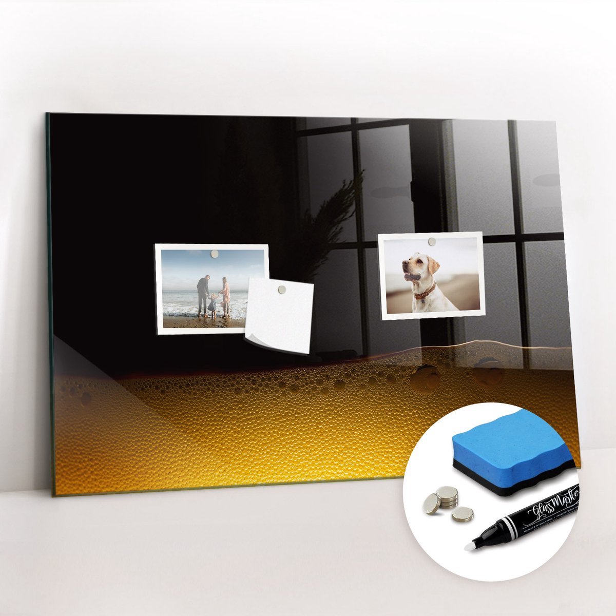 Tulup Whitebord - Sinaasappelsap - 60 x 40 cm - Geel Memo Magneetbord - Gratis 5 Sterke Magneten + Whiteboard Marker & Wisser - Moderne Wanddecoratie - Magnet Board - Notitiebord Werkplek
