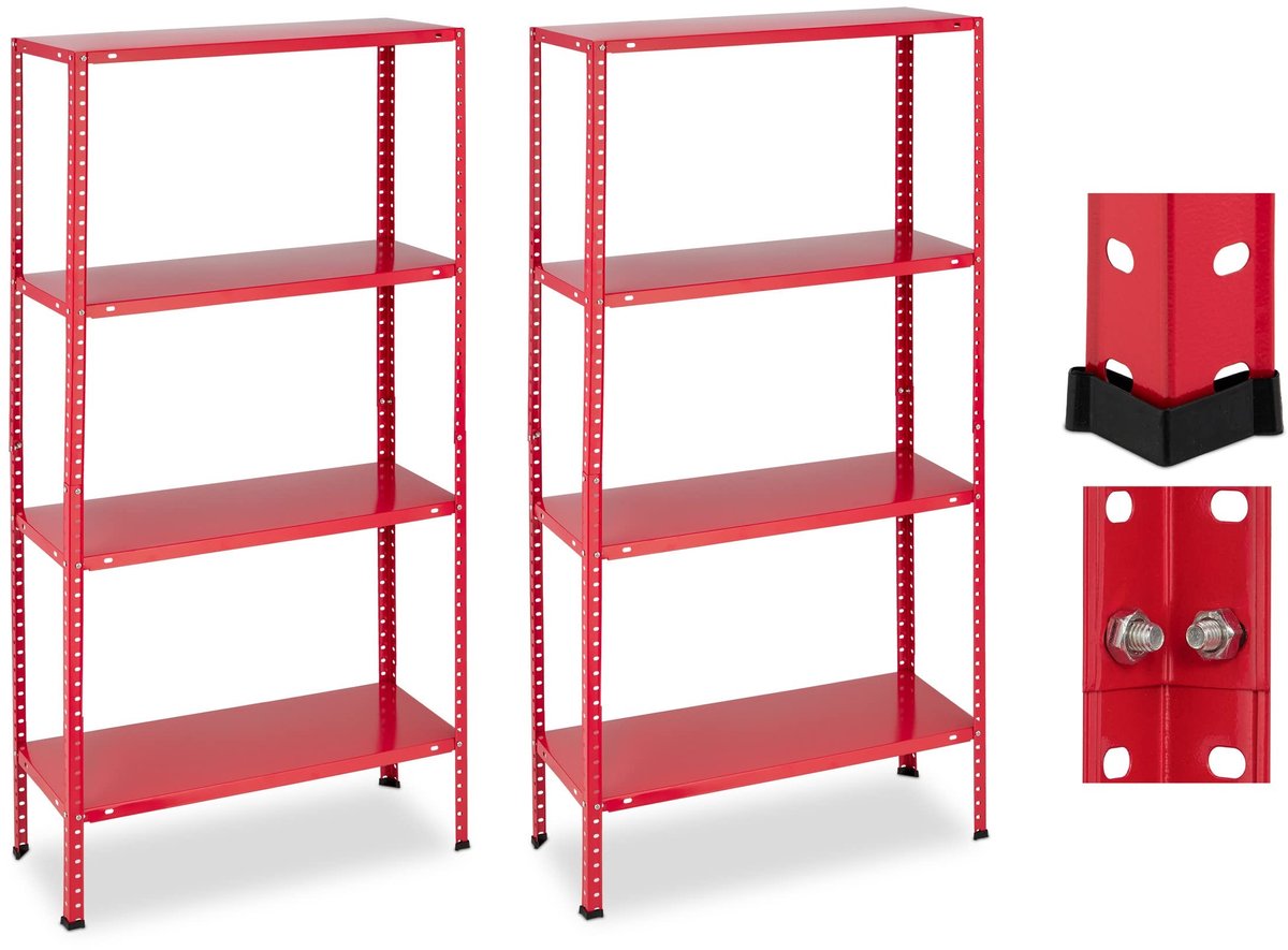 Omgoods - Set van 2 Stalen Opbergrekken voor Garage en Kelder met 160 kg Capaciteit