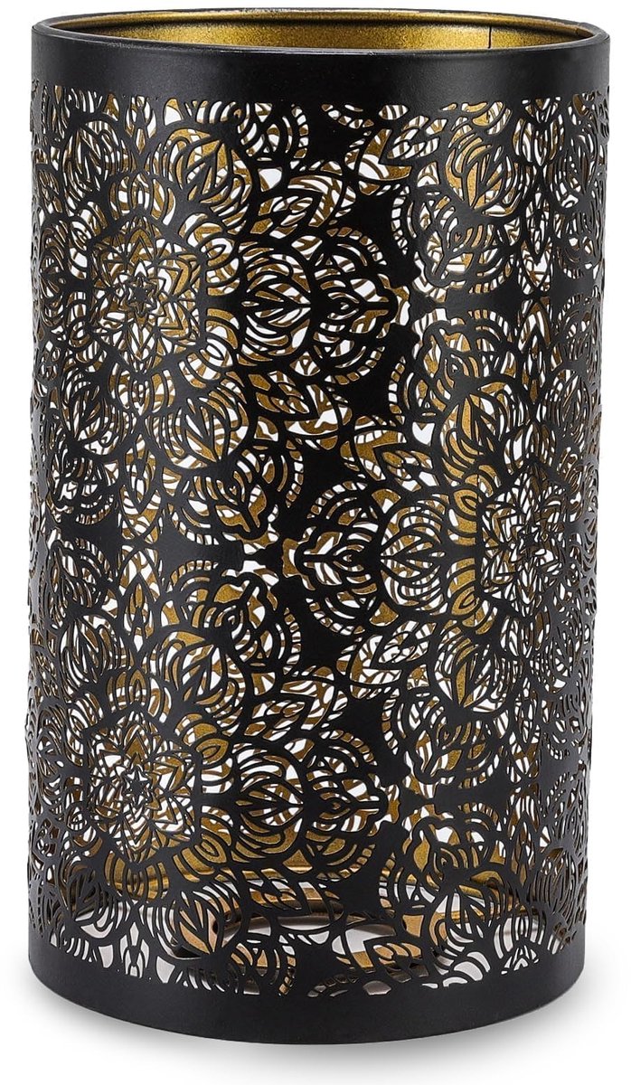 Omgoods- Lampenkap Moderne Stijl - Cilindrische Lampenkap - Metalen Lampenkap - Bloemenpatroon - 12x12x20cm - E27/E26 Fitting - Lamp