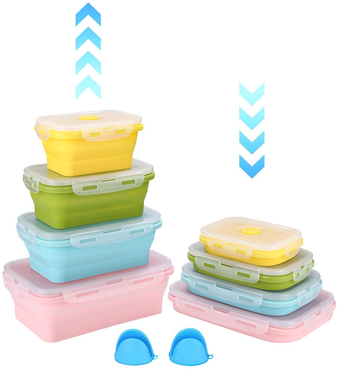 Omgoods - Opvouwbare Siliconen Opbergbakjes, Set van 4