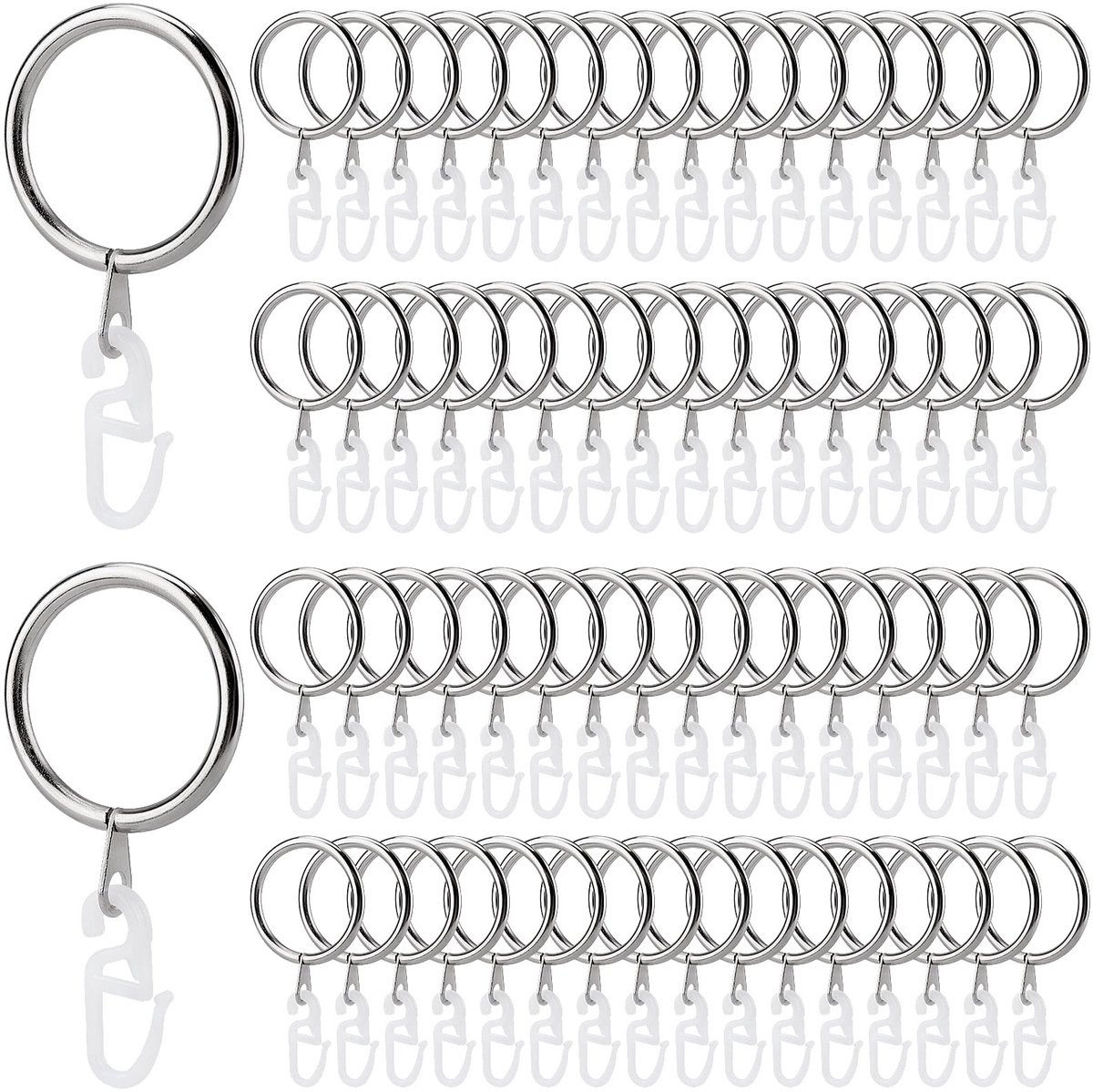 Omgoods - Set van 100 Metalen Gordijnringen met Haken