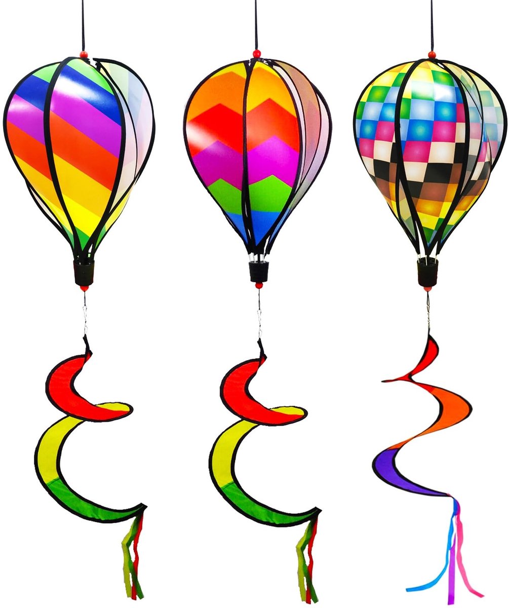 Omgoods - Set van 3 Windspiralen in de Vorm van Vuurballonnen voor Tuin Decoratie