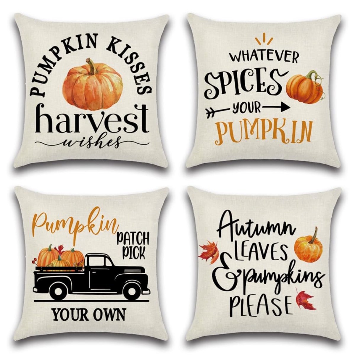 Omgoods - Set van 4 Kussenhoezen 50x50cm met Herfstthema