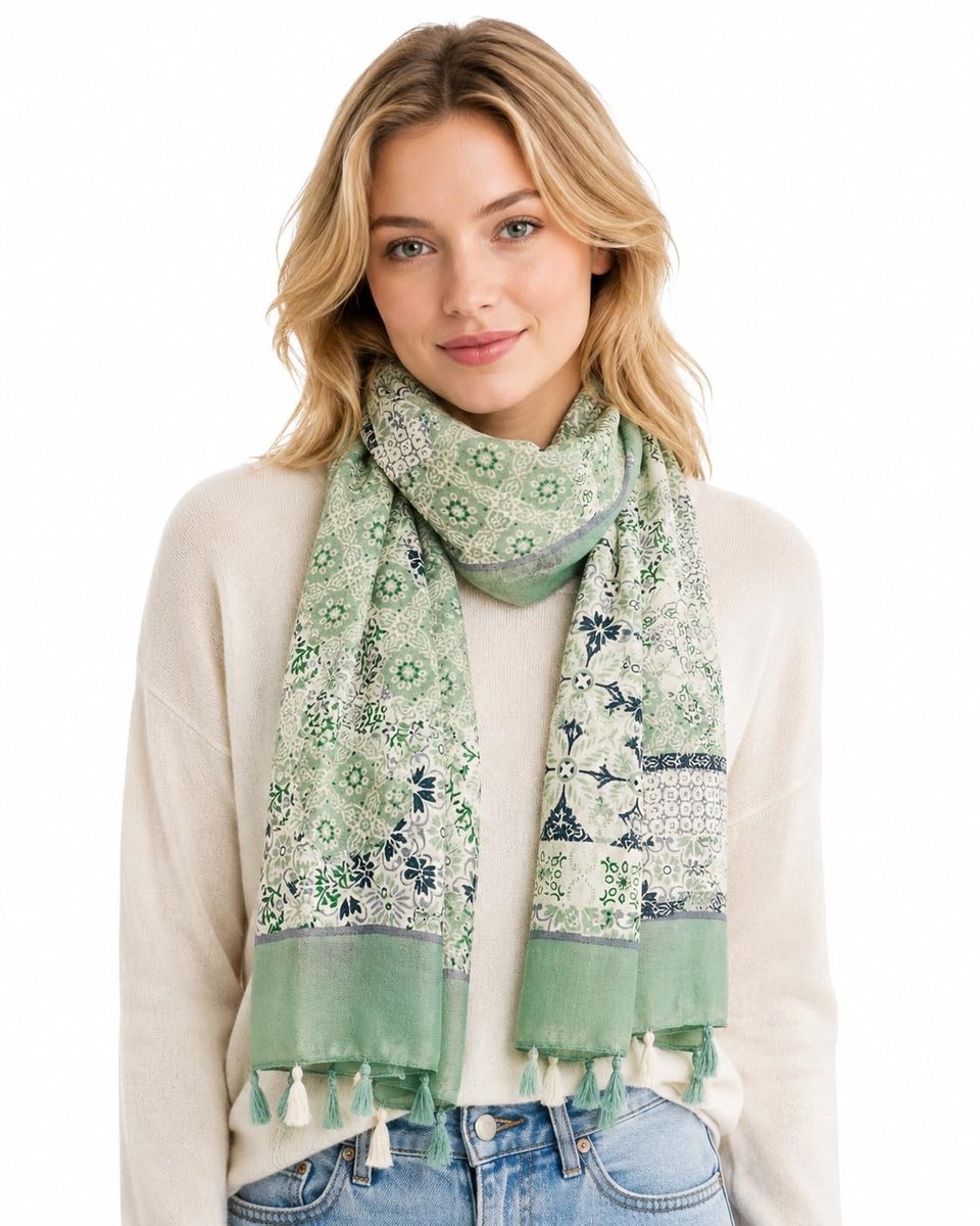 Grote Boho Sjaal voor Dames met Bloemenprint