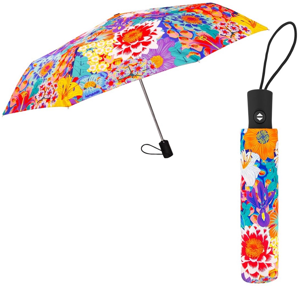 Omgoods - Automatische Vouwparaplu met Bloemenprint