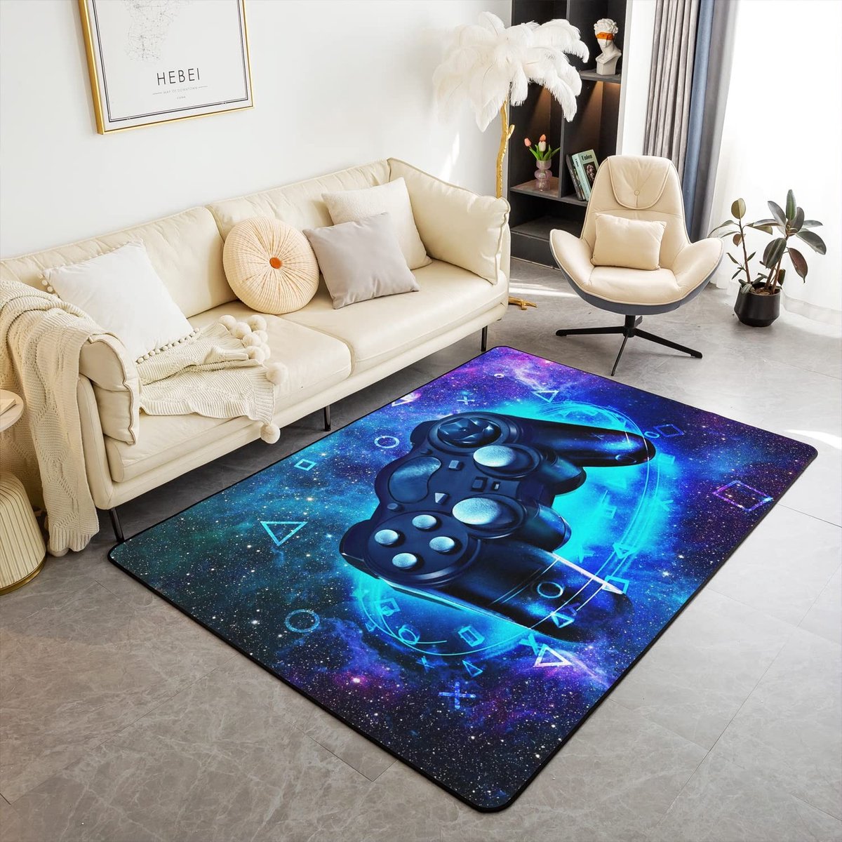 Omgoods - Gaming Tapijt met Galaxie Motief voor Binnengebruik, 100 x 150 cm