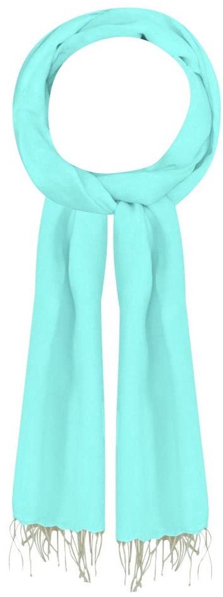 Omgoods - Zachte Katoenen Sjaal met Beige Fringes, Blauw