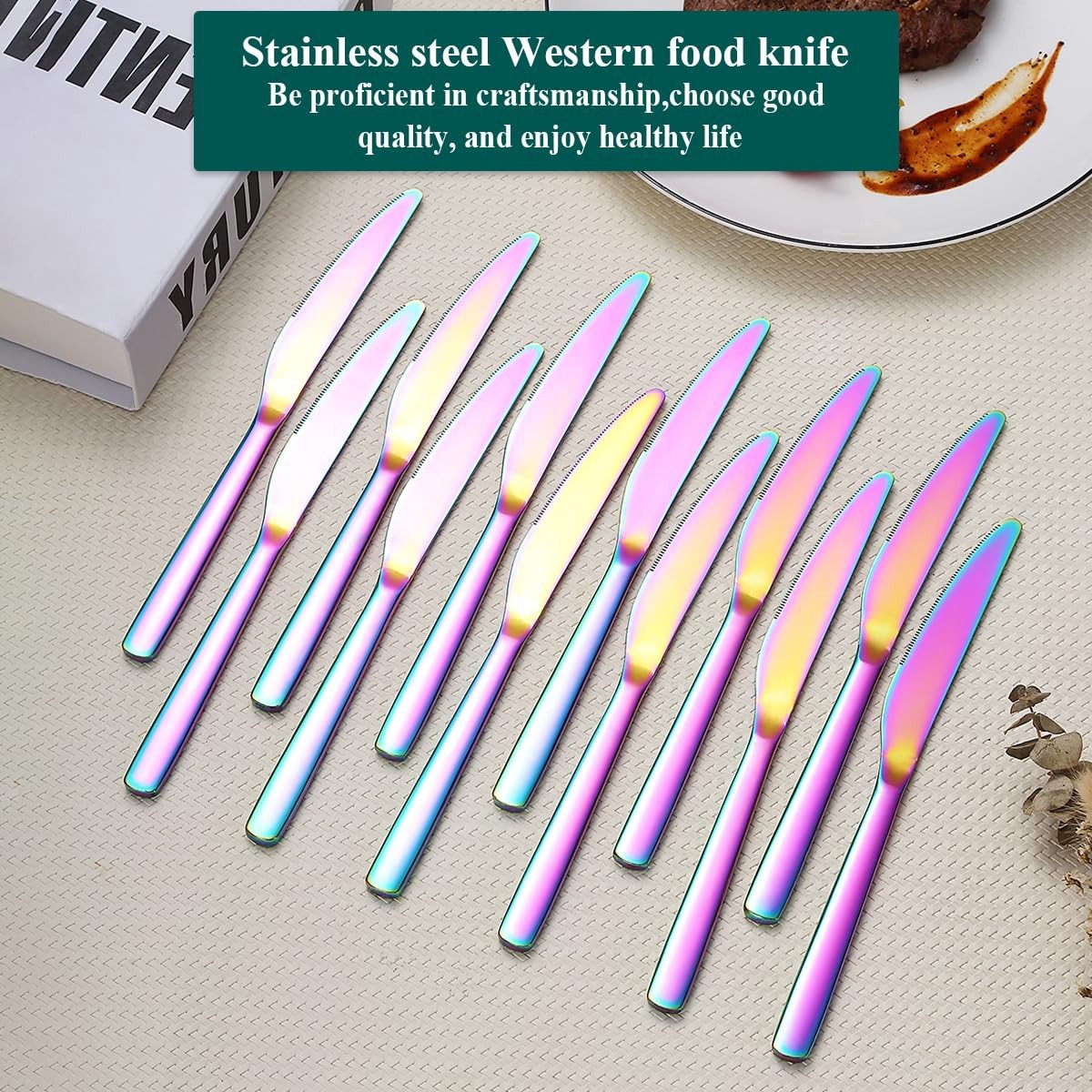 Omgoods - 12-delige Steakmessen Set met Titanium Coating