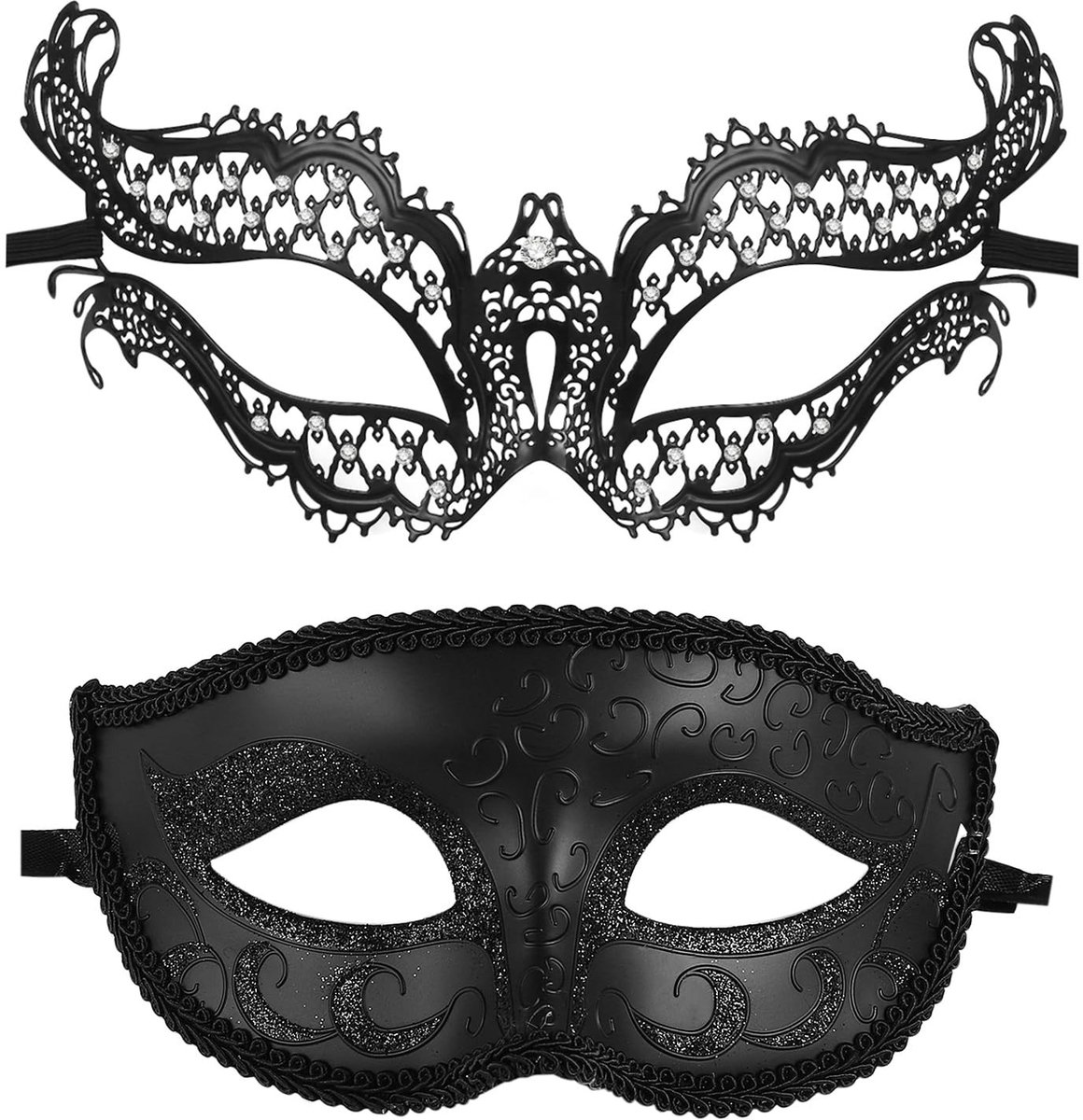 Omgoods - Venetiaans Metalen Masker voor Koppels met Strass Oogmasker