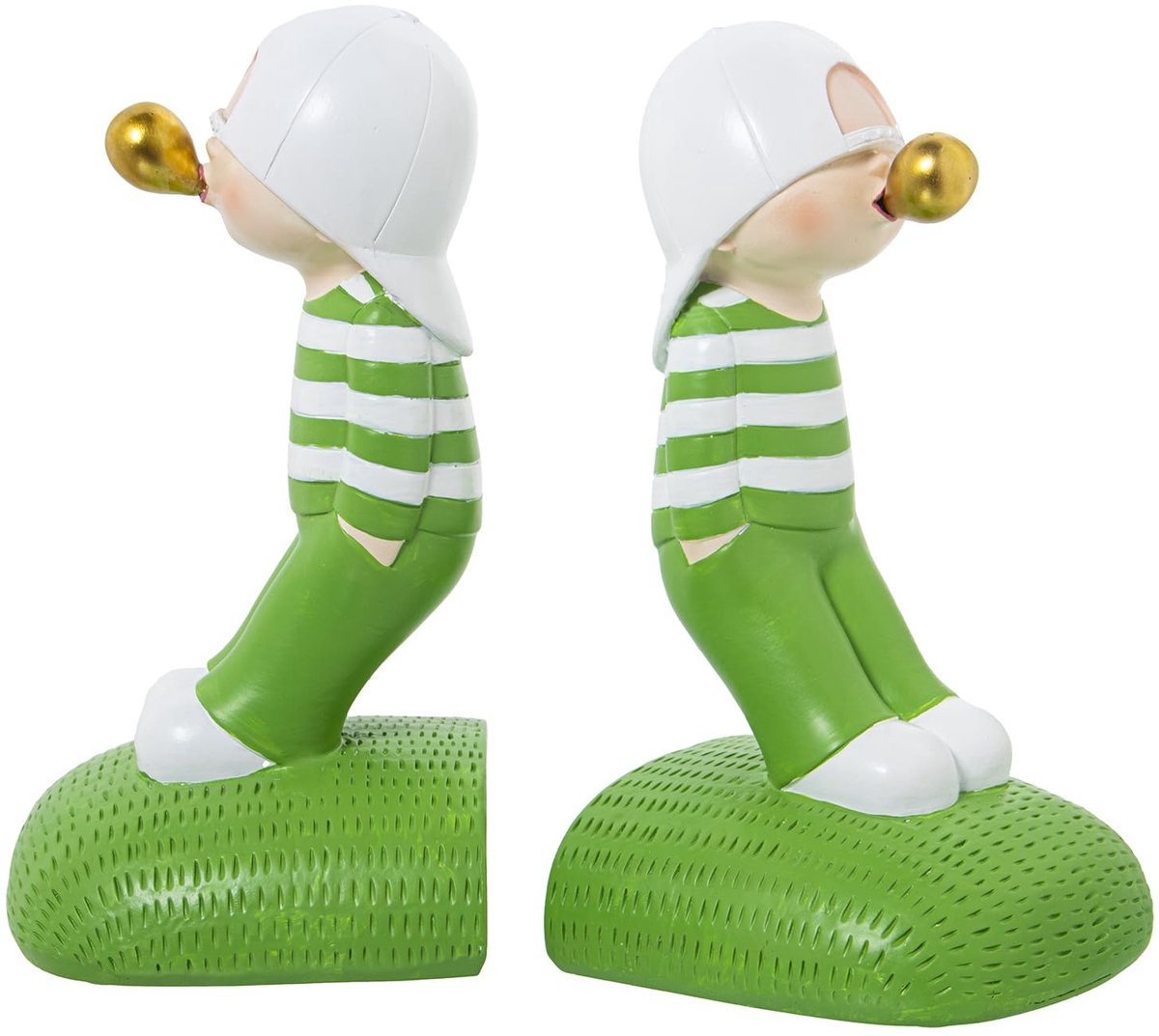 Omgoods - Set van 2 Resin Boeksteunen in Wit en Groen